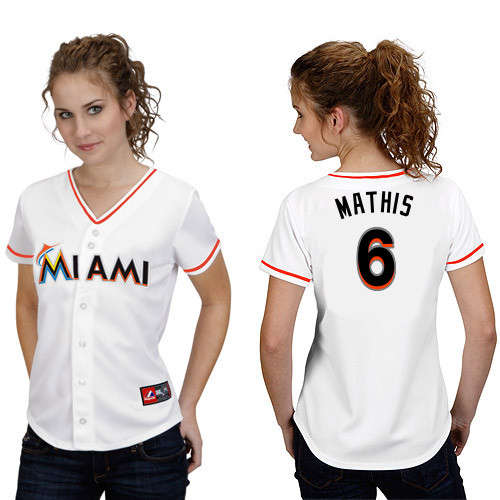 Jeff Mathis #6 mlb Jersey-Miami Marlins Women's Authentic Home White Cool Base Baseball Jersey